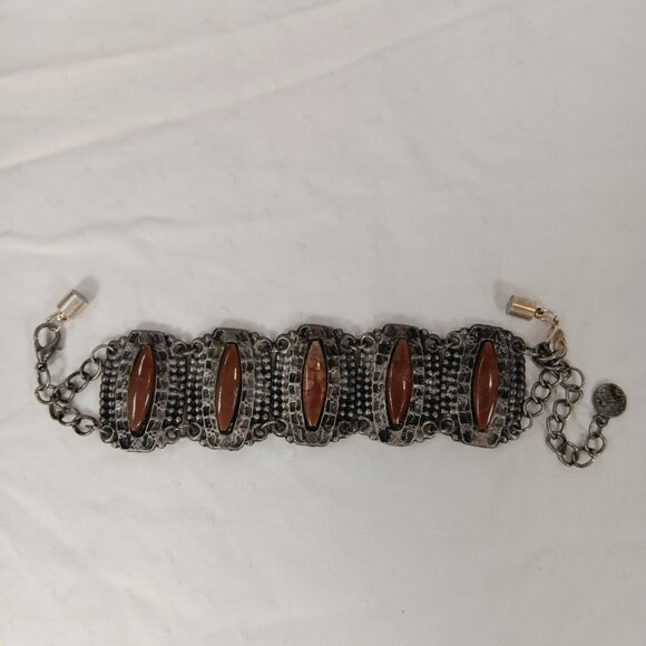 Silver Tone Brown Metallic Bracelet NWOT - Picture 4 of 11